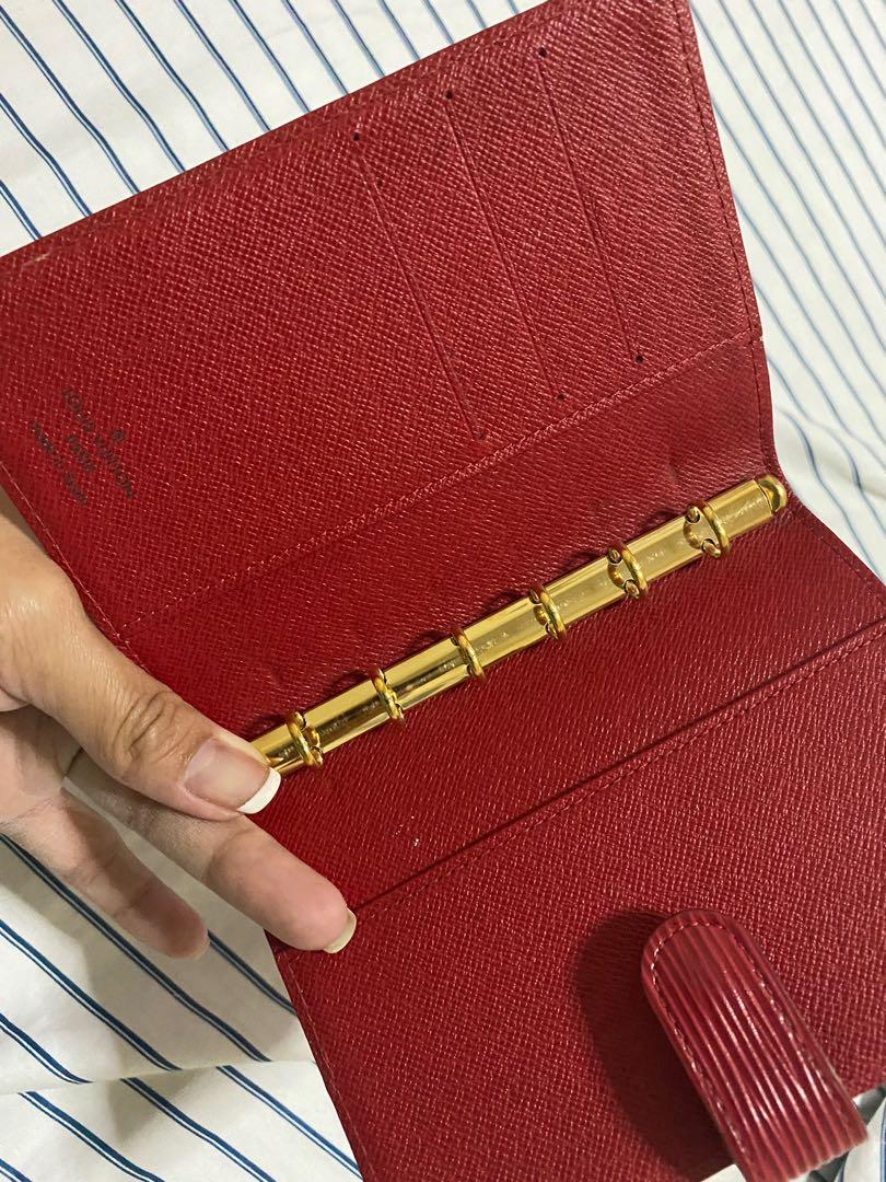 LV Epi Agenda pocket size (Category: Luxury Bags & Wallets) located in Manila. Submitted by 123_kikay (Listing ID 1093360166, Image 2). Description: Authentic LV Epi Agenda pocket size in good condition. Use it as an organizer or journal. With 3 credit card pocket , you may also use this as your wallet. With free refills .