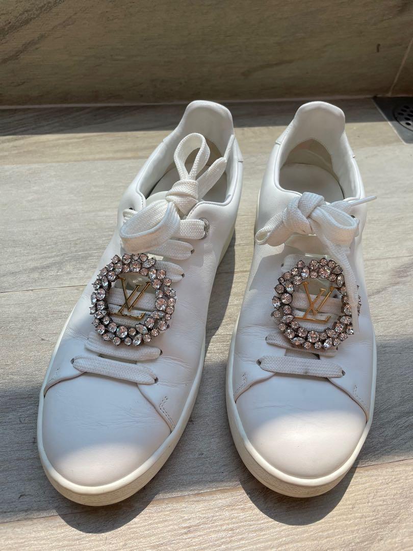 LV Louis Vuitton White Frontrow Crystal Sneakers/Shoes