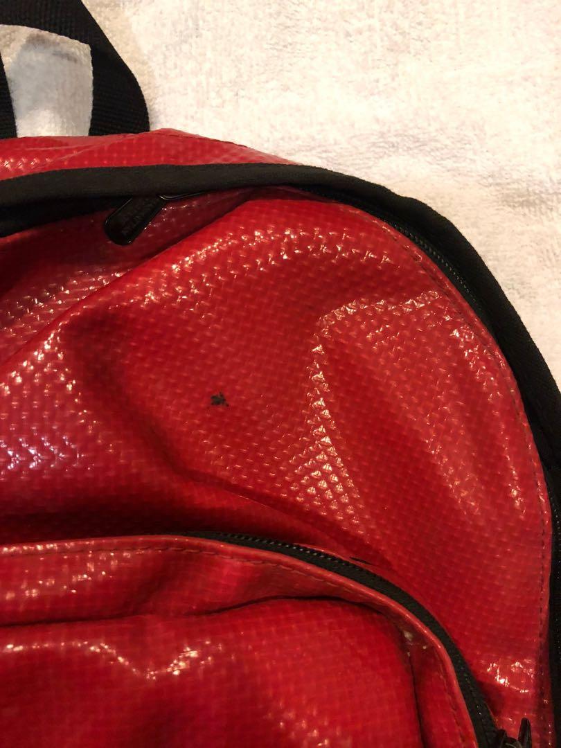 Manhattan Portage Red Vinyl Backpack, Men's Fashion, Bags 