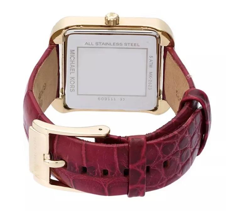 Michael Kors MK2623 Lake Crystal Classic Leather Red Women Watch Jam Tangan Wanita