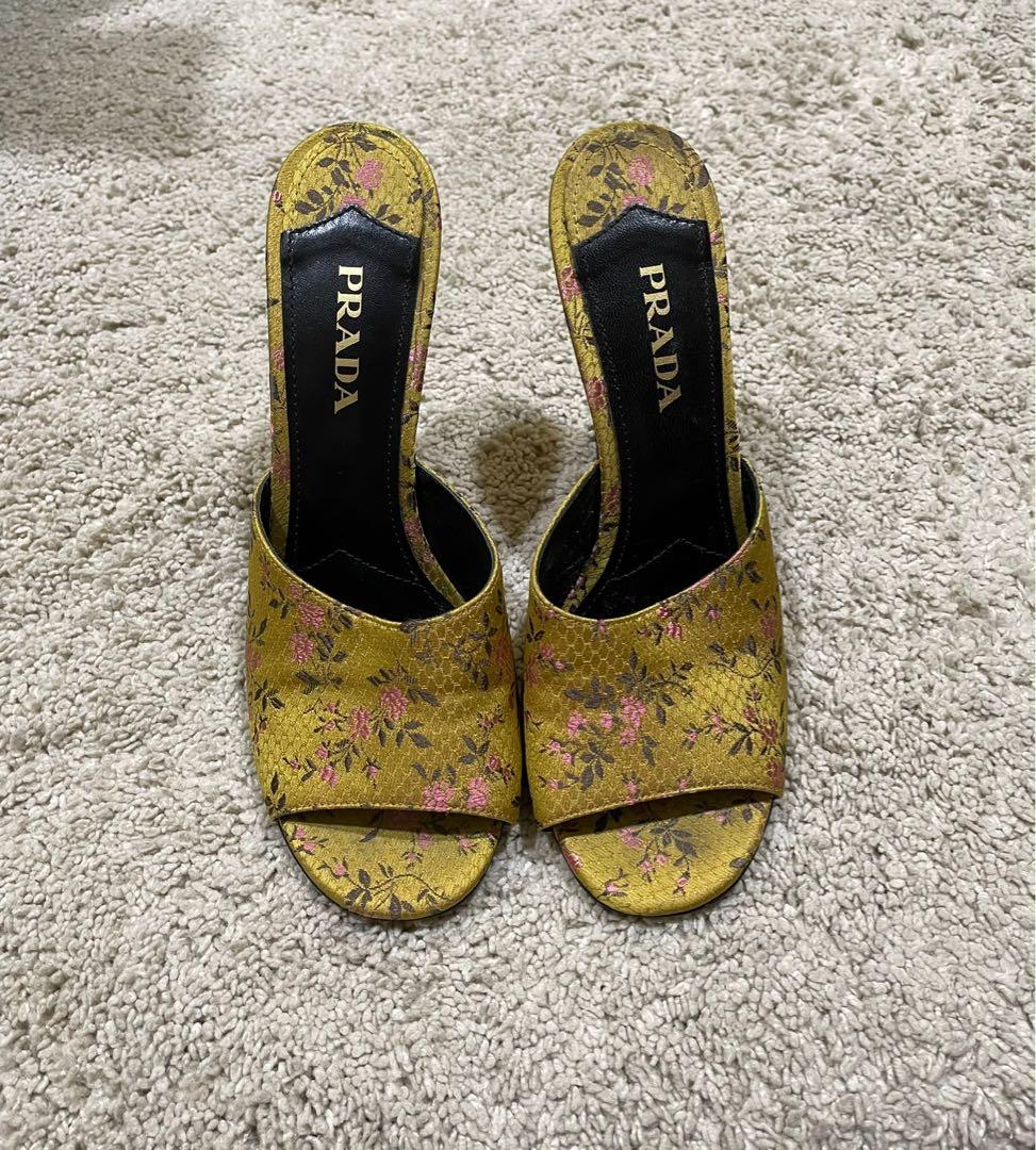 Prada Brocade Mule Sandals, Women's Fashion, Footwear, Heels on Carousell