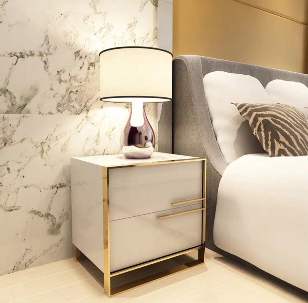[Preorder] Luxury White Gold Bedside Table, Furniture & Home Living, Furniture, Shelves
