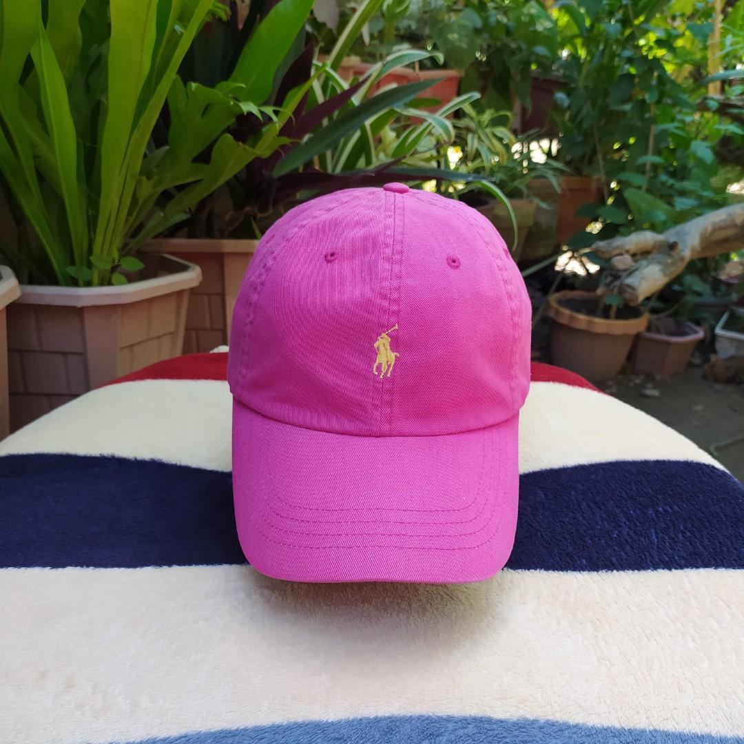 Pink polo hat with leather strap new arrivals