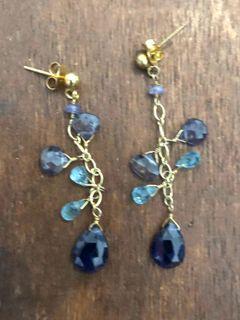 Sapphire and Aquamarine drop earrings