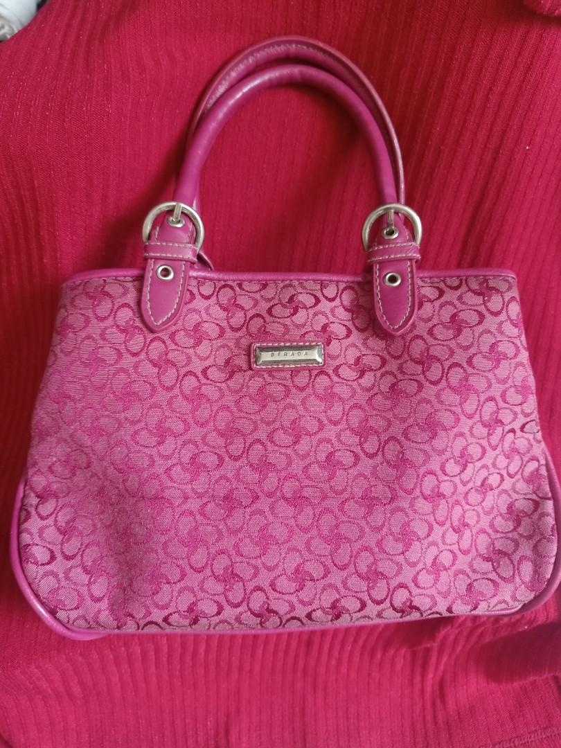 Strada handbag (Category: Shoulder Bags) located in Caloocan City. Submitted by HaNaYSaCBeLa (Listing ID 1093267718, Image 1). Description: handbag nalang sya. wala na ung sling nya. pero ung lagayan ng sling intact no flaw. rubber linings good condition silver lahat hardware 3 compartment 3.5in x 9 x 6.5 shopee chek out available.