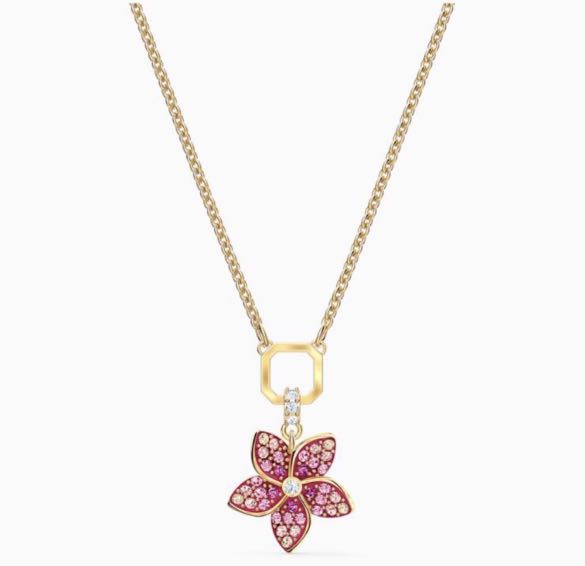 Swarovski Pink Flower Necklace Women s Fashion Jewelry
