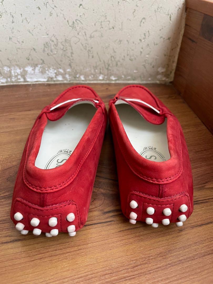 Tods red loafers sales