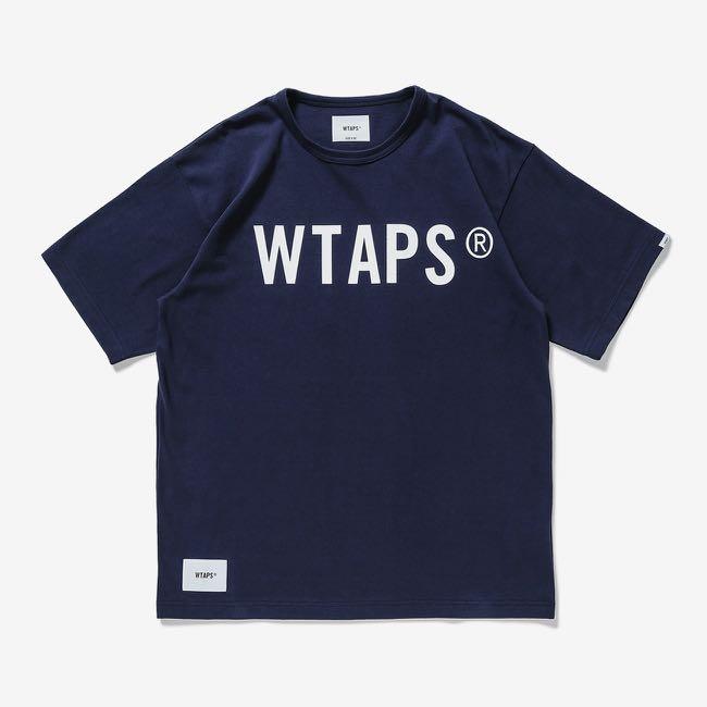 wtaps 21ss banner ss cotton tee wtvua size s navy tet, 女裝, 上衣