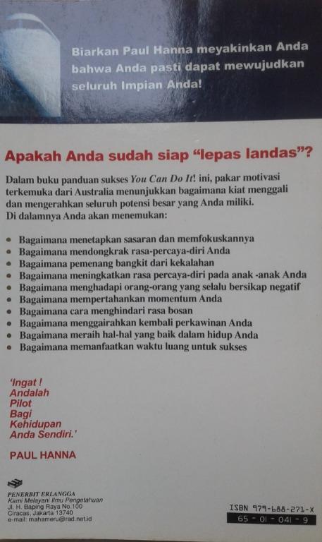 You Can Do It Paul Hanna Buku Alat Tulis Buku Di Carousell