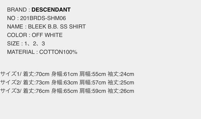 全新現貨size 03 Descendant 20SS Bleek B.B SS Shirt off white 棒球 ...
