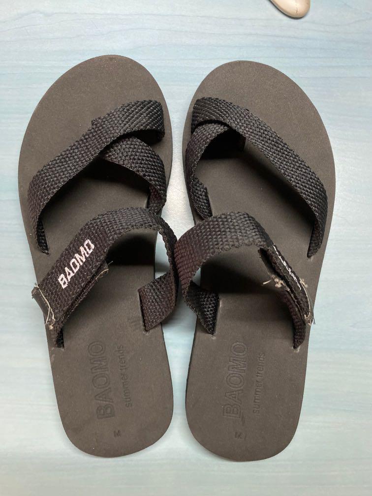 Black Sandals Slippers with adjustable velcro strap Women s