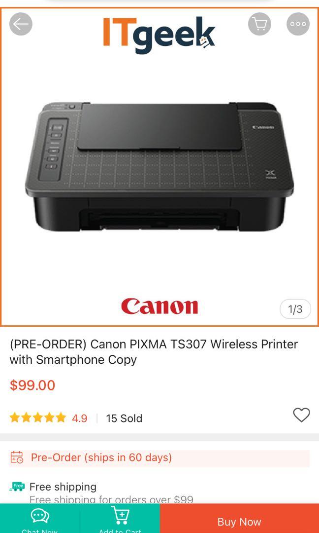 Canon wireless printer Pixma TS300, Computers & Tech, Printers