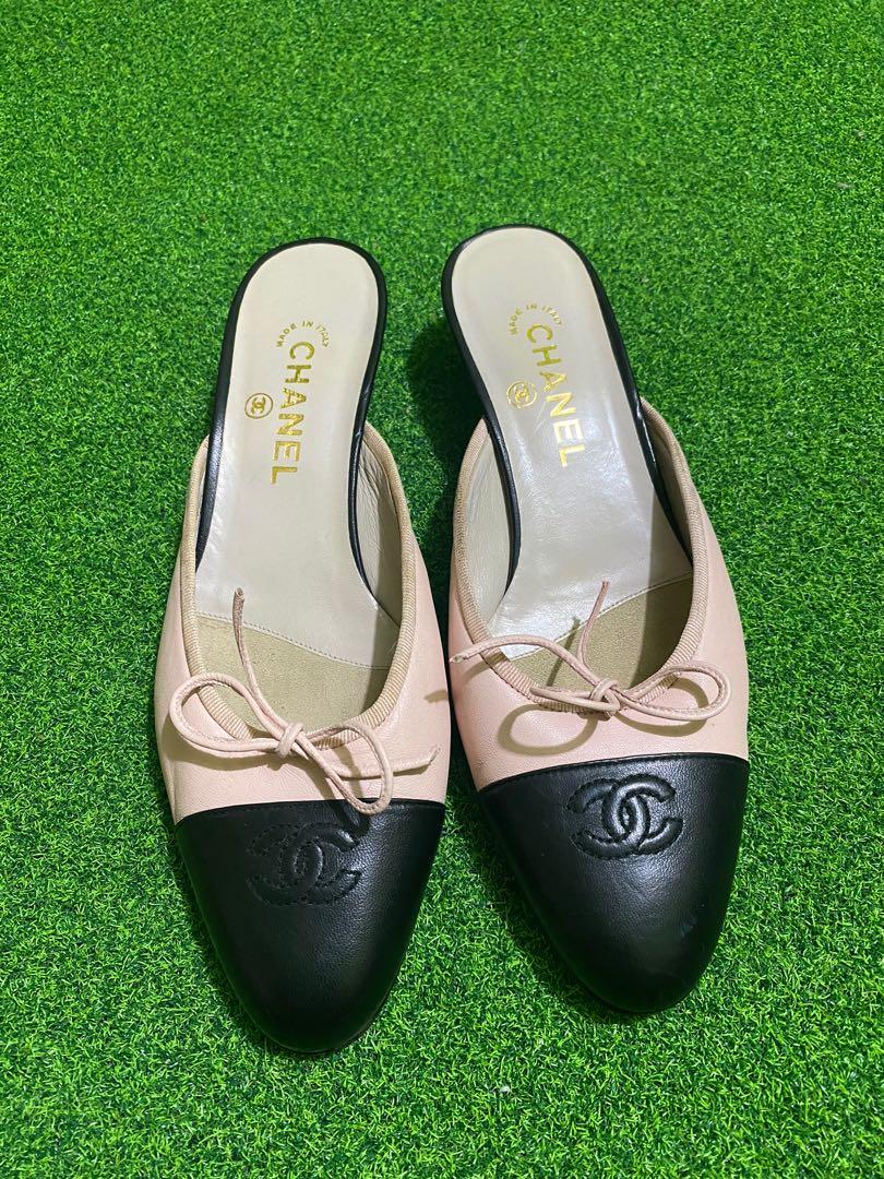 Chanel two tone mules best sale