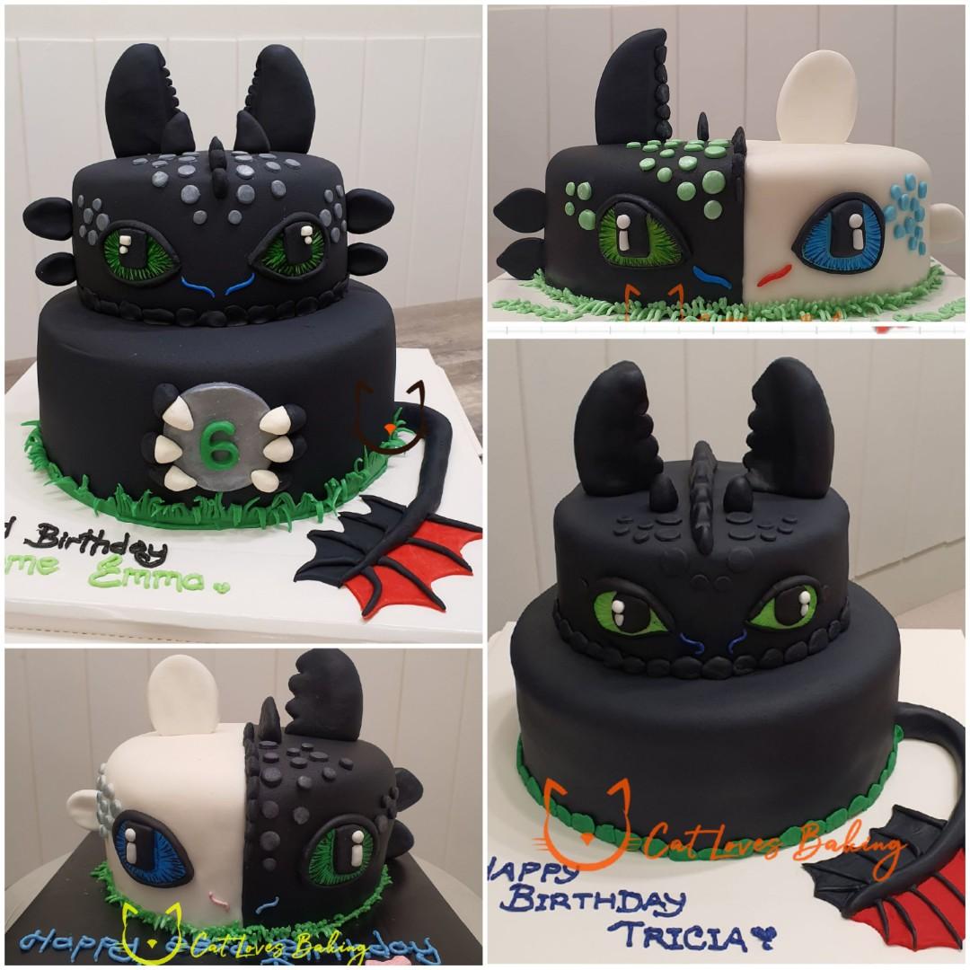 Light Fury / Night Fury Cake | I just couldn't decide so I ended up with a  little bit of both 😉 A Light Fury and A Night Fury Dragon named Toothless.