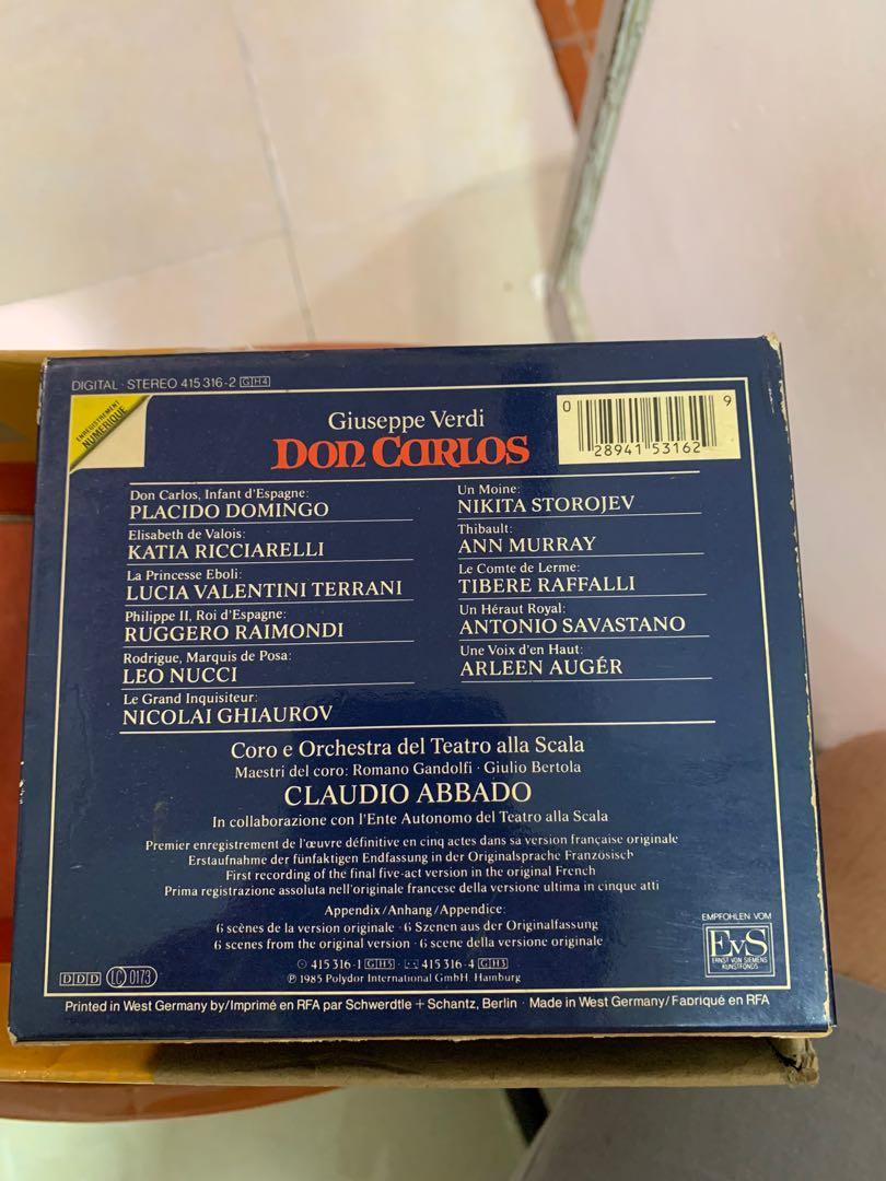 Don Carlos 唐卡洛Giuseppe Verdi 歌劇CD, 興趣及遊戲, 收藏品及紀念品