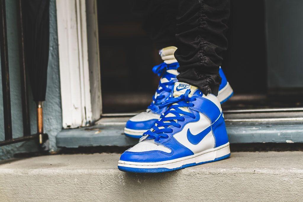 nike dunk high game royal on feet