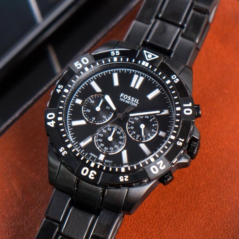 Chronograph black stainless steel men's watch sale