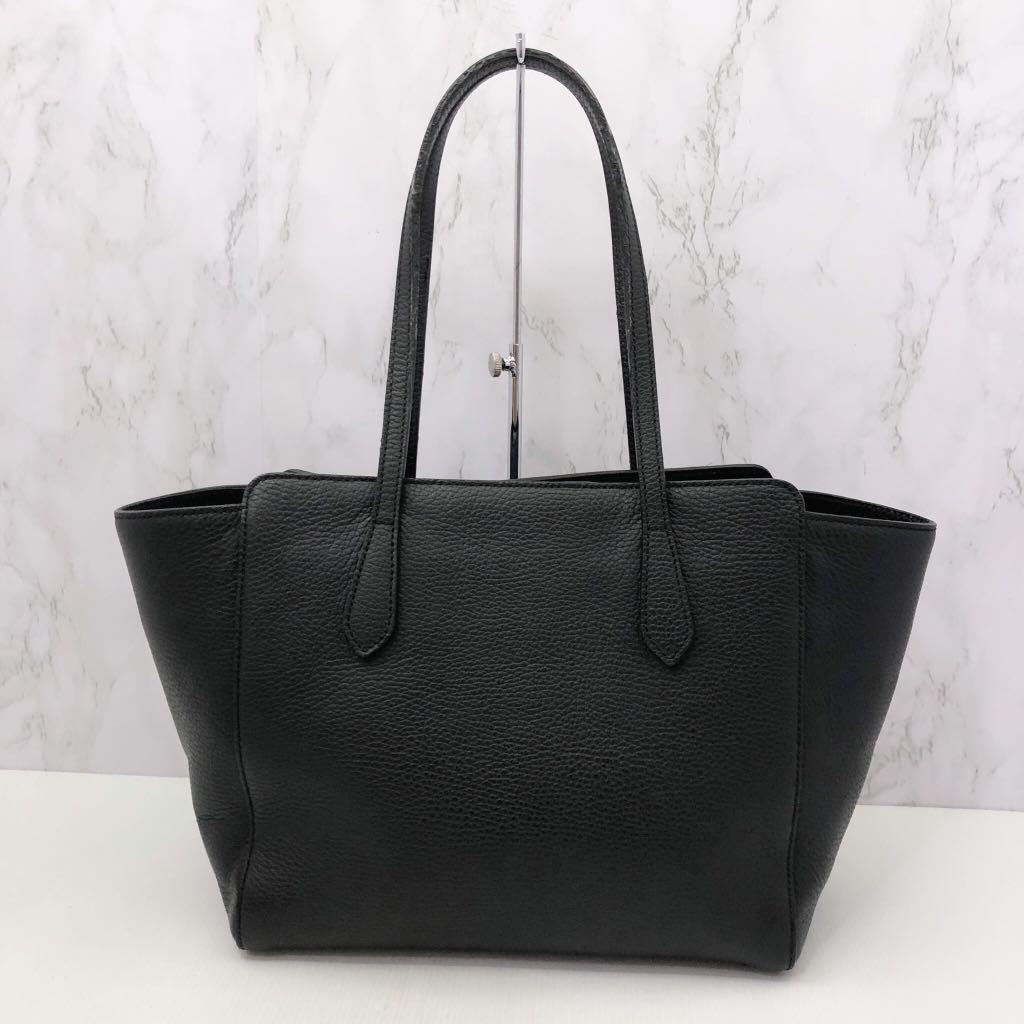 GUCCI 354408 SWING BLACK LEATHER TOTE BAG 217011205 !, Luxury, Bags ...