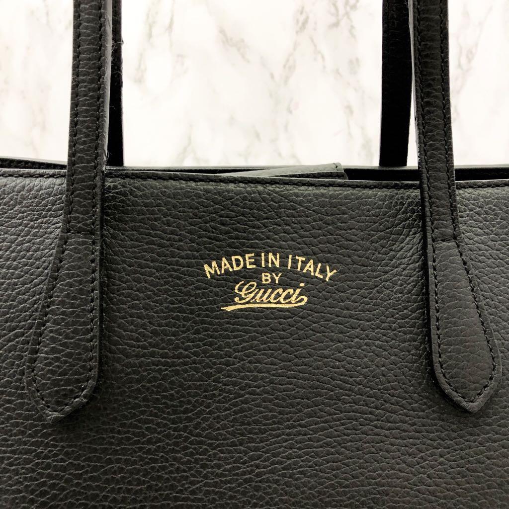 GUCCI 354408 SWING BLACK LEATHER TOTE BAG 217011205 !, Luxury, Bags ...