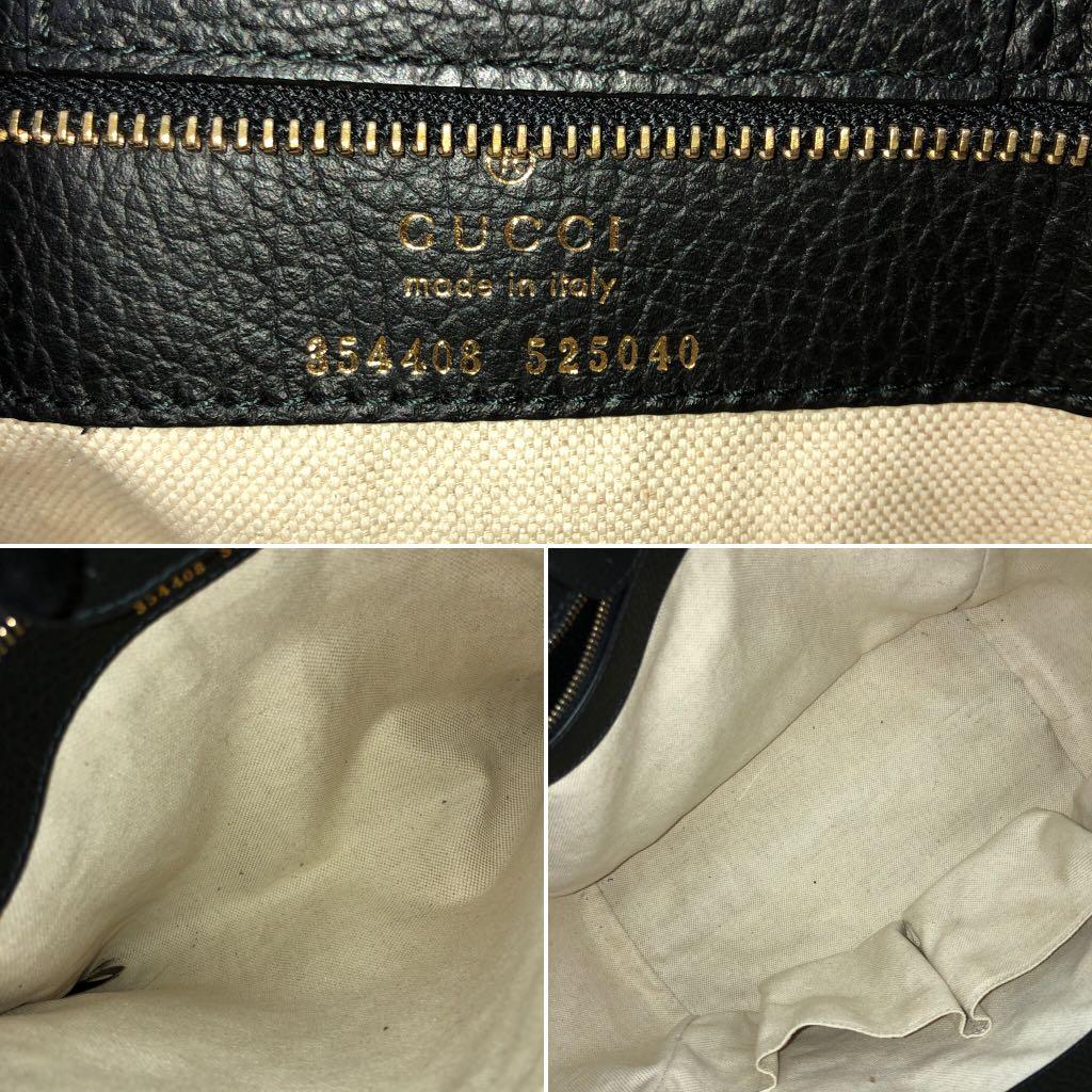 GUCCI 354408 SWING BLACK LEATHER TOTE BAG 217011205 !, Luxury, Bags ...