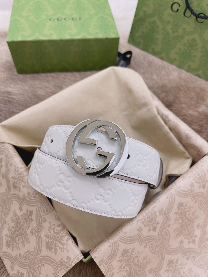 Gucci Belt 3.5cm White Women s Fashion Watches Accessories Belts on Carousell