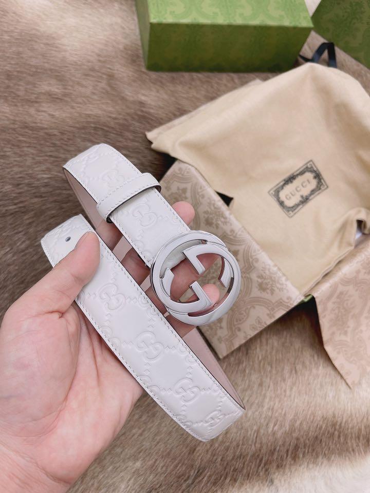 White gucci sales belt fake