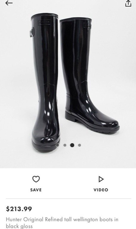Hunter Original Refined Tall Wellington Boots in Black Gloss