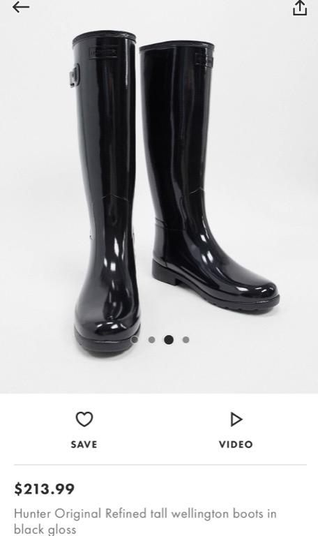 Hunter original refined black discount gloss tall wellington boots