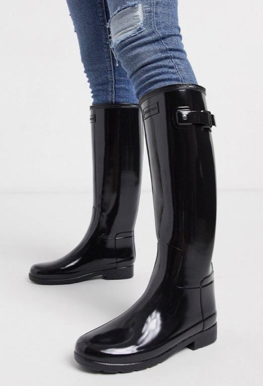 Glossy black hotsell hunter boots