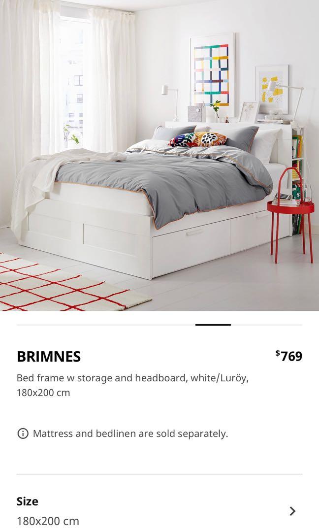 Ikea King Size Bed Frame With Matress, White King Size Bed Frame With Storage Ikea