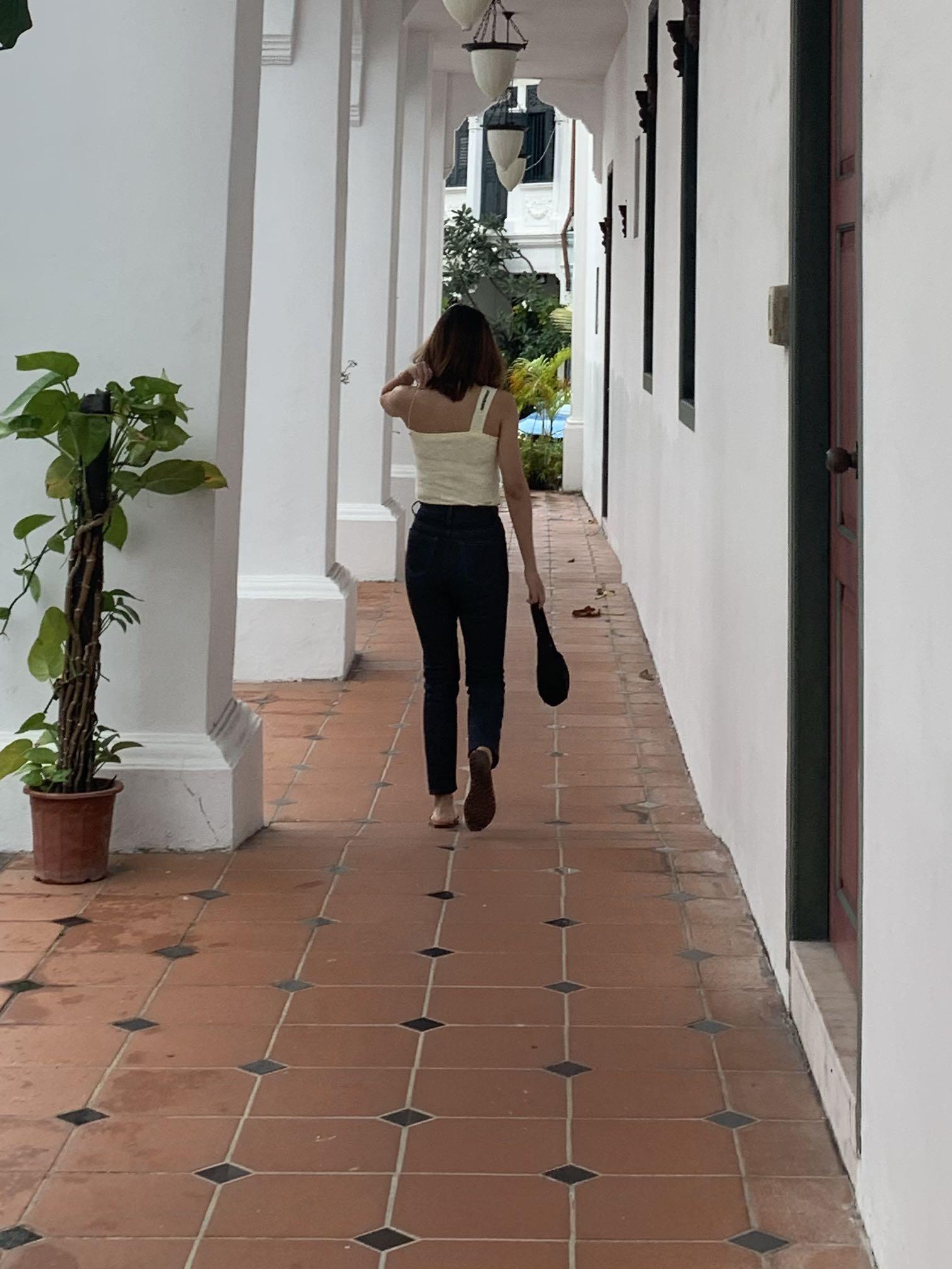 korean fashion plat base dark denim jeans, Women's Fashion, Bottoms