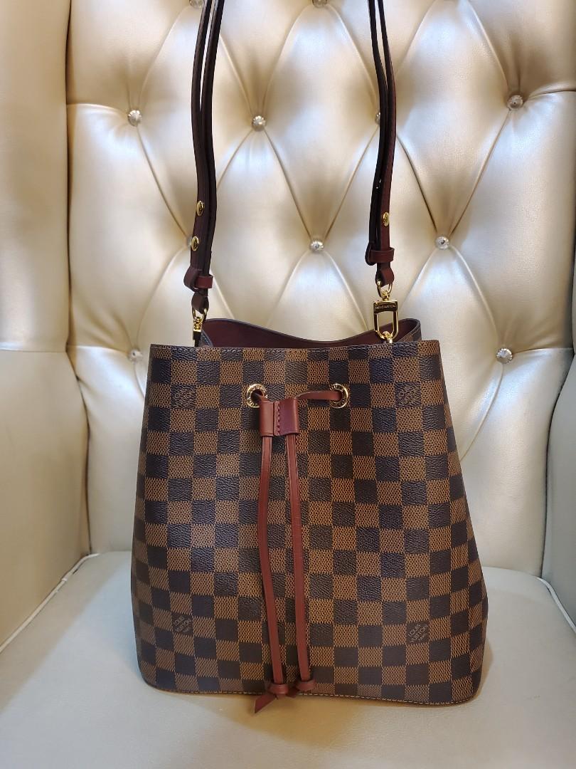 Louis Vuitton Neonoe Mm Damier Ebene Cherry Bucket Tote Bag Auction