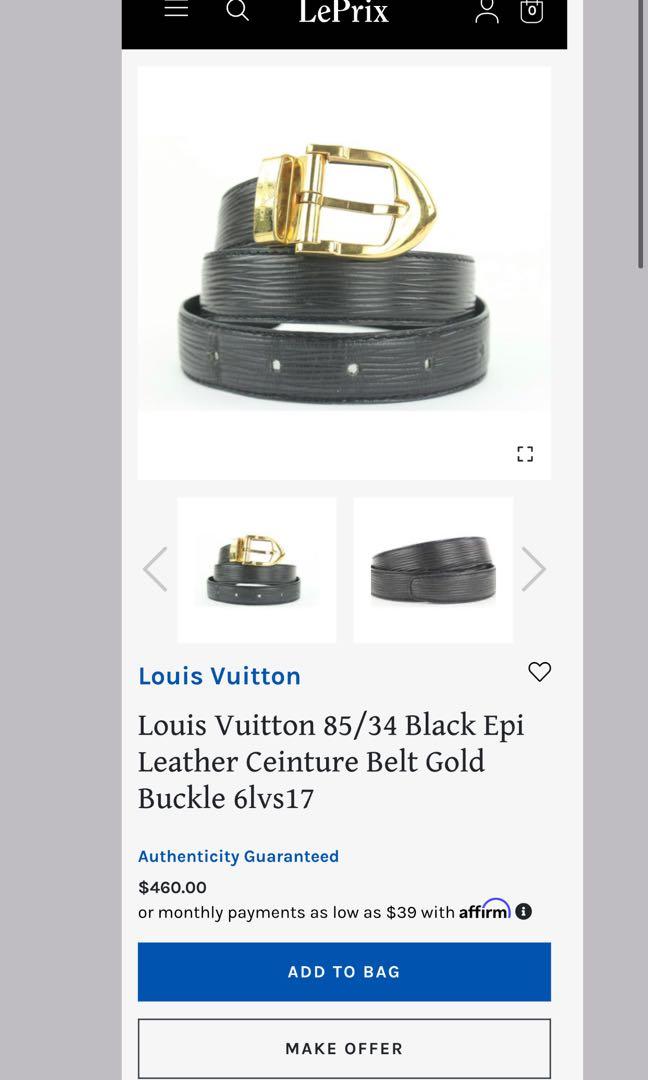 Louis Vuitton 85/34 Black EPI Leather Ceinture Belt Gold Buckle 6lvs17