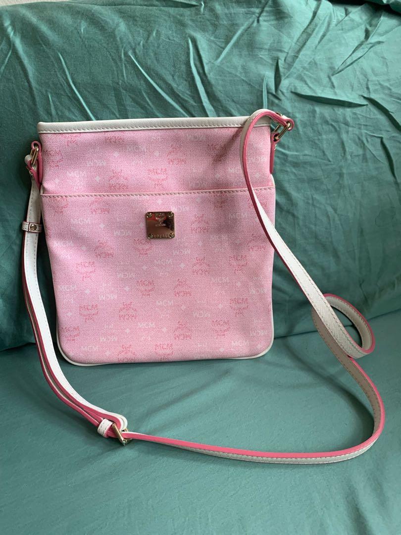 MCM Pink Sling (Category: Luxury Bags & Wallets) located in Makati City. Submitted by paraisodeclutters (Listing ID 1093603755, Image 1). Description: Guaranteed authentic. Comes in provided dust bag. Very pretty in actual! .