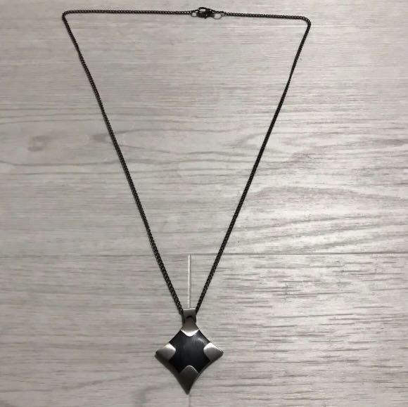 Mens black metal chain necklace shop