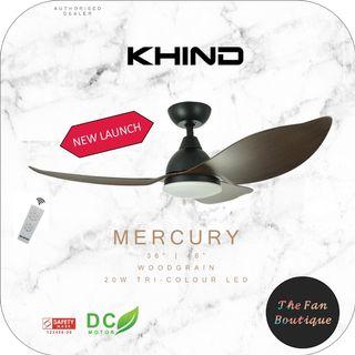 [𝐍𝐄𝐖 𝐋𝐀𝐔𝐍𝐂𝐇] KHIND Mercury 36-Inch / 46-Inch DC Motor Ceiling Fan with 20w Tri-colour LED Light and Remote Control