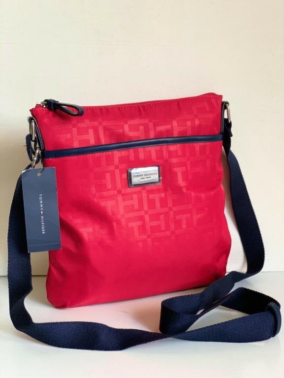 NEW TOMMY HILFIGER RED NYLON CROSSBODY SLING MESSENGER BAG PURSE 75 SALE Women s Fashion Bags Wallets Cross body Bags on Carousell