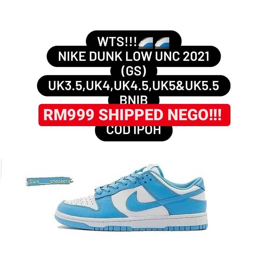 Nike Dunk Low UNC 2021 (GS), Women's Fashion, Footwear, Sneakers on  Carousell