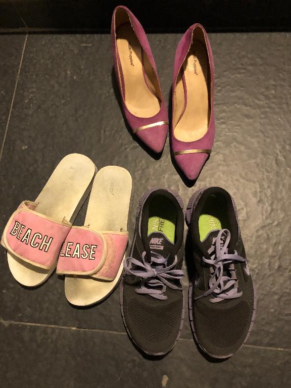 Nike free run trainers H m slippers HUSH PUPPIES SUEDE work HEELS
