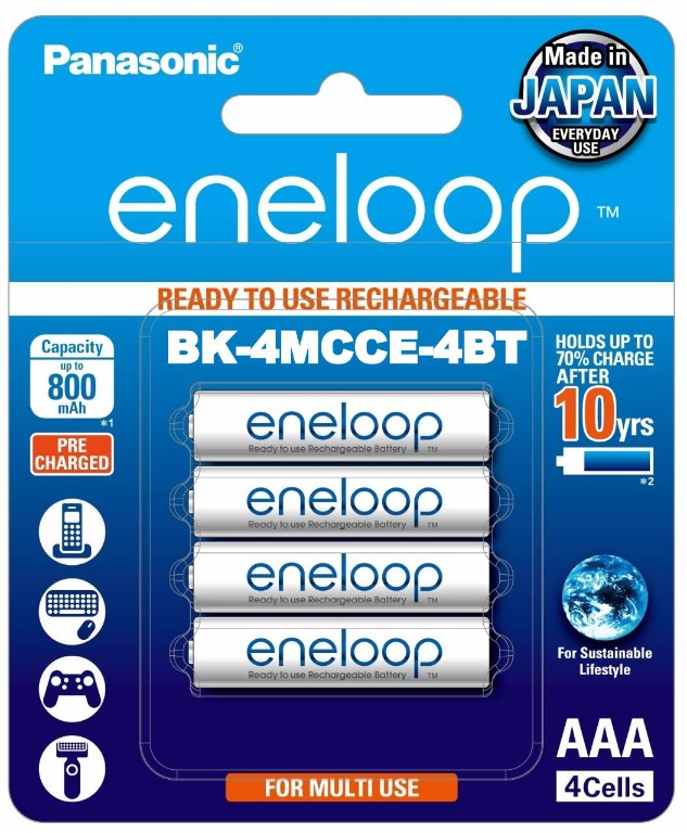 Panasonic eneloop AAA Rechargeable Battery, Pack of 4, Photography