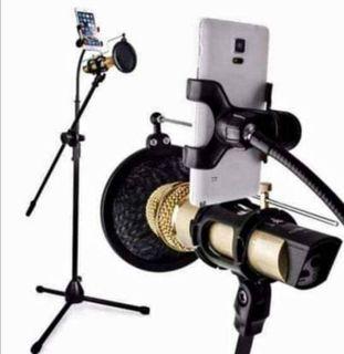 Phone holder and microphone stand