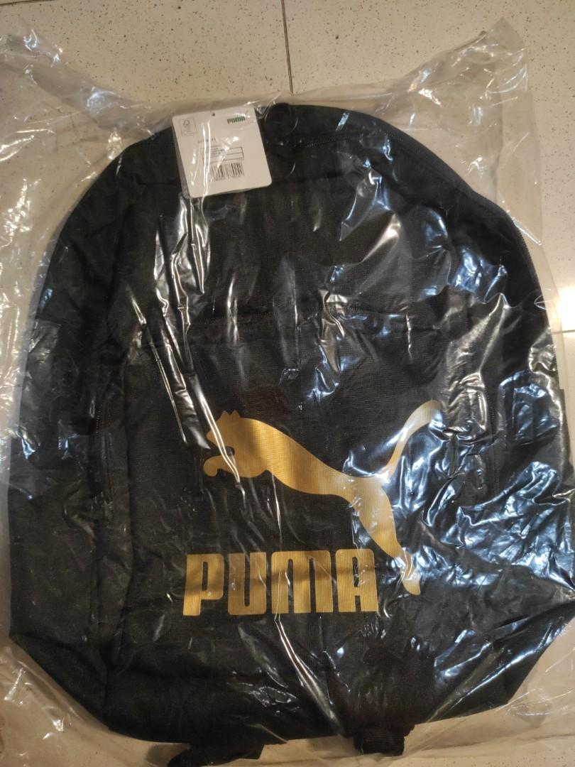 Puma Originals Backpack Black and Gold Men s Fashion Bags