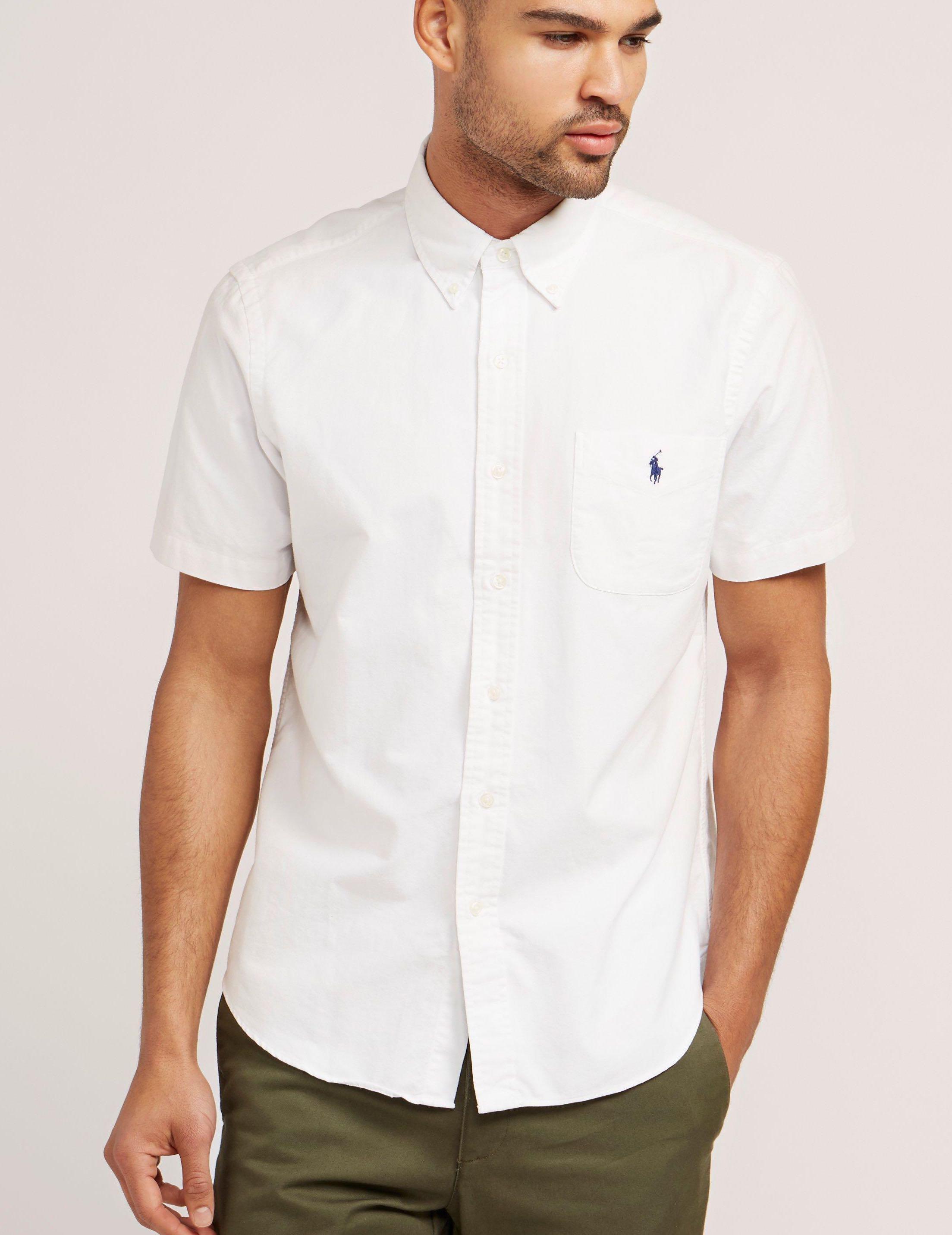 RALPH LAUREN Classic white pique oxford short sleeve button-down polo shirt,  Men's Fashion, Tops & Sets, Tshirts & Polo Shirts on Carousell