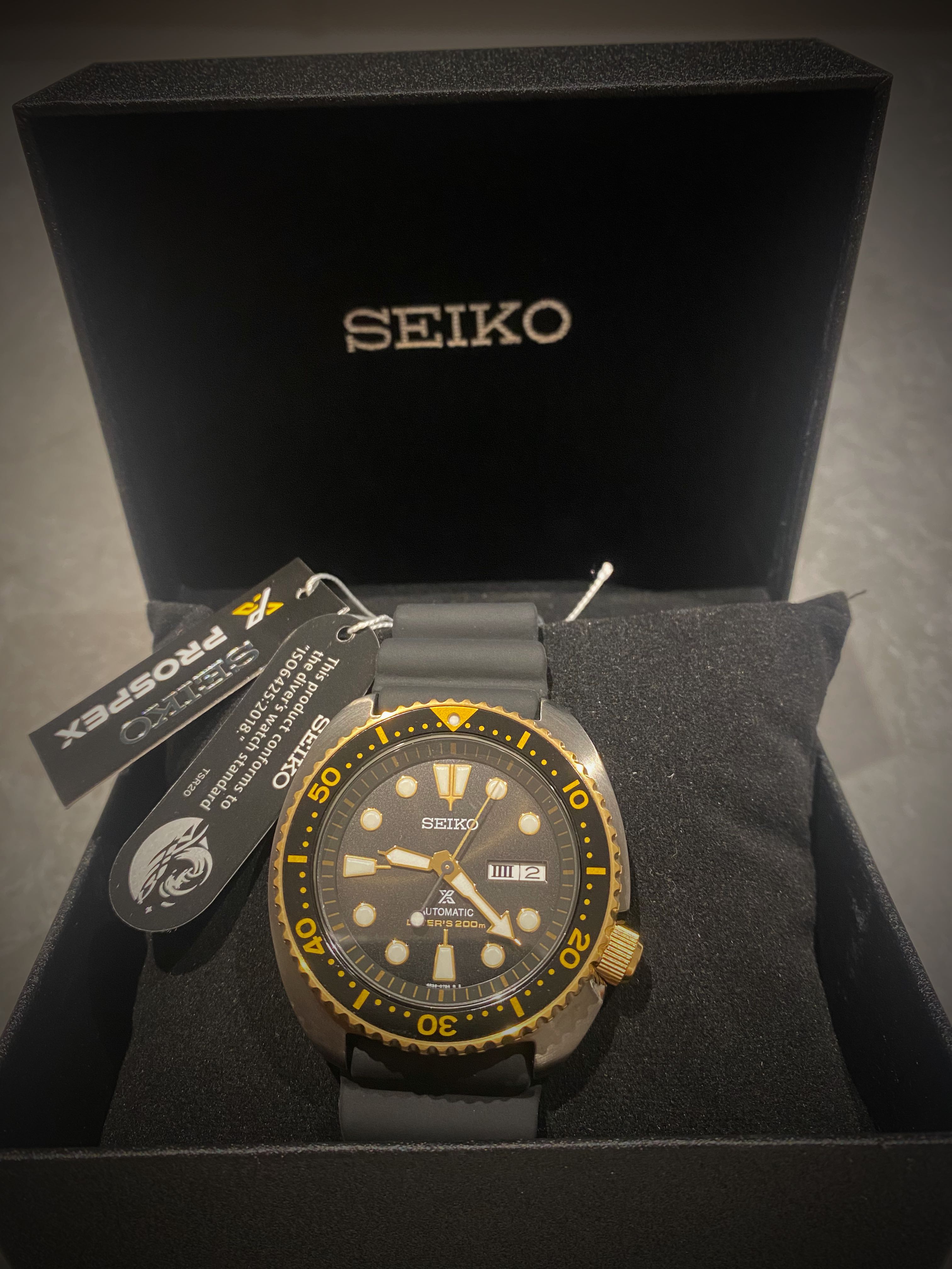 Seiko turtle black gold clearance