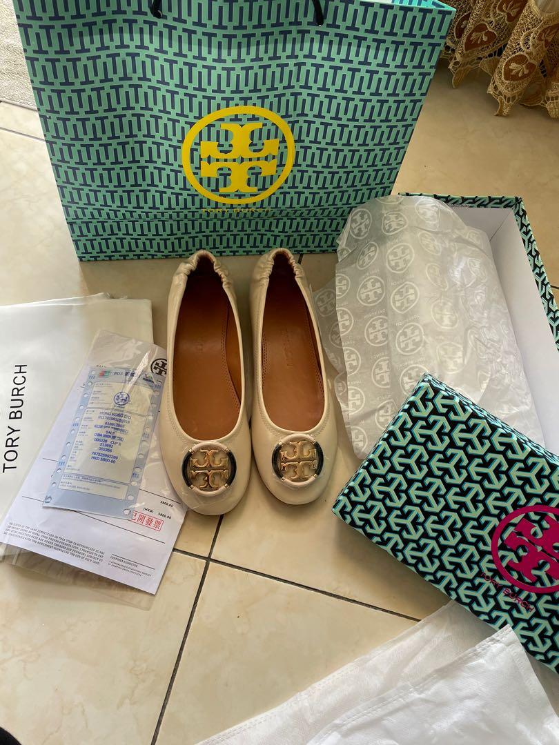 Tory Burch Multi Ballet Flat Beige, Fesyen Wanita, Sepatu di