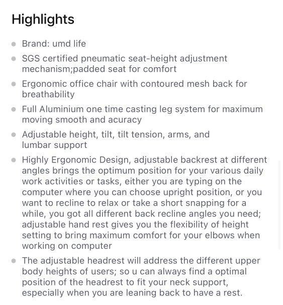 UMD Ergonomic High-Back Reclinable Mesh Office Chair Computer Chair ...
