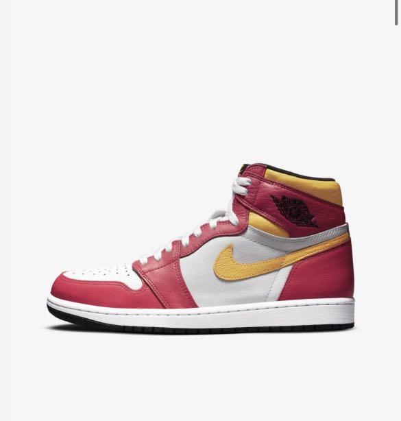 US12 Air Jordan 1 Retro High OG Light Fusion Red Yellow Gold Pink