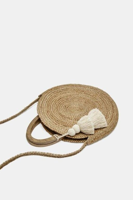 Round raffia bag zara sales