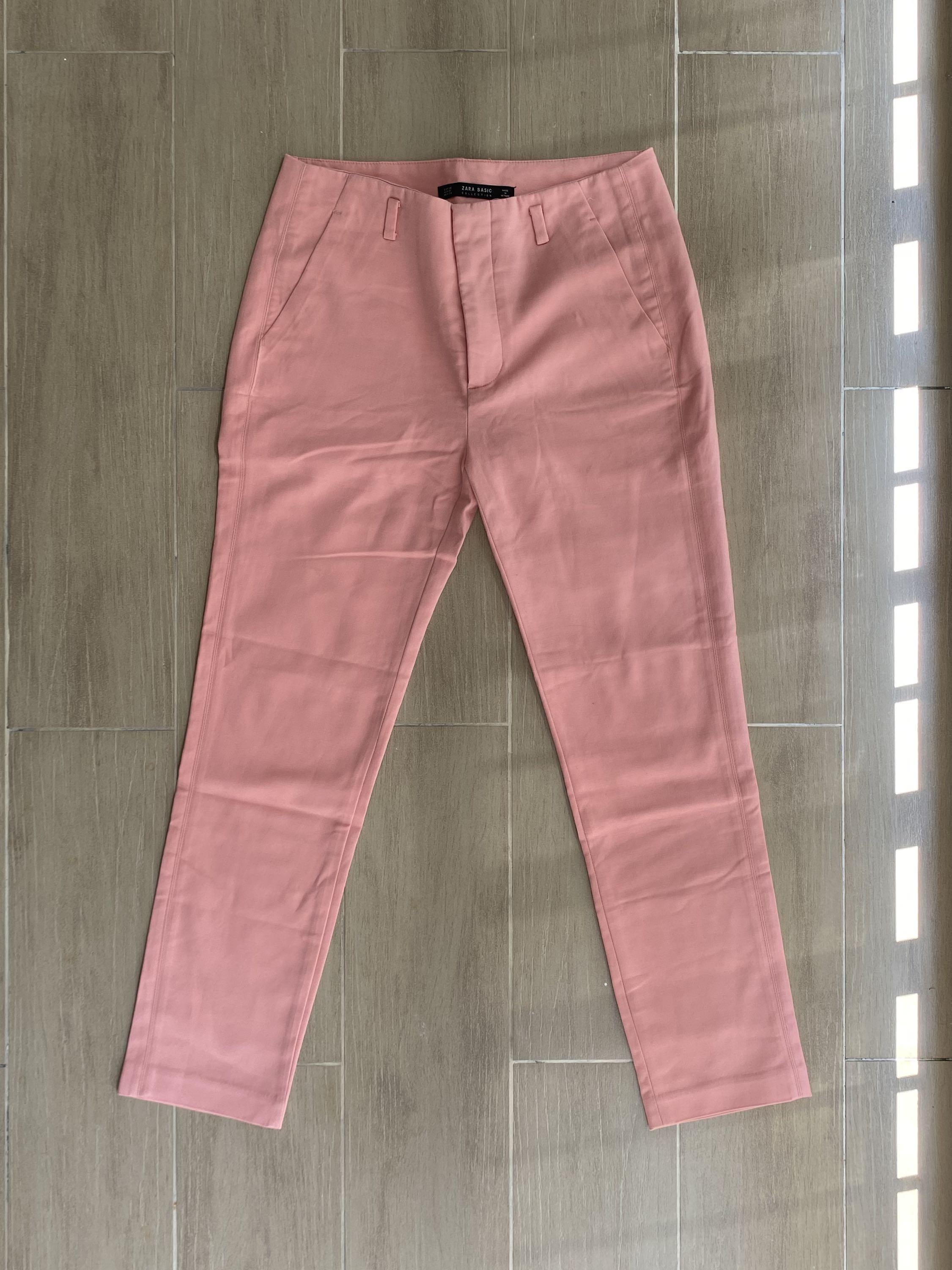 Zara Women's Suit Trousers S Cream 100% Cotton Straight Dress Pants |  eBay