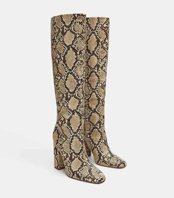 Zara snakeskin 2024 boots knee high